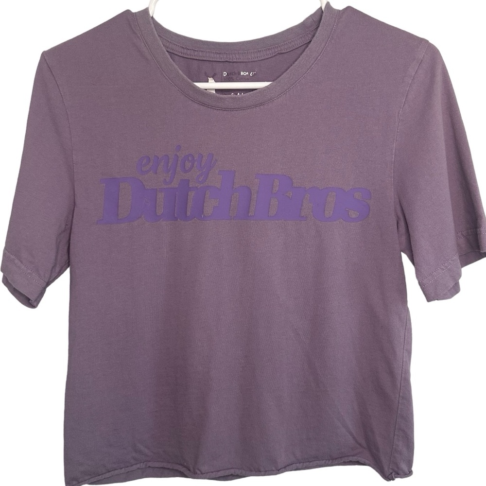 Dutch Bros Women’s Purple Cropped Tee XS So CUTE DB 1992